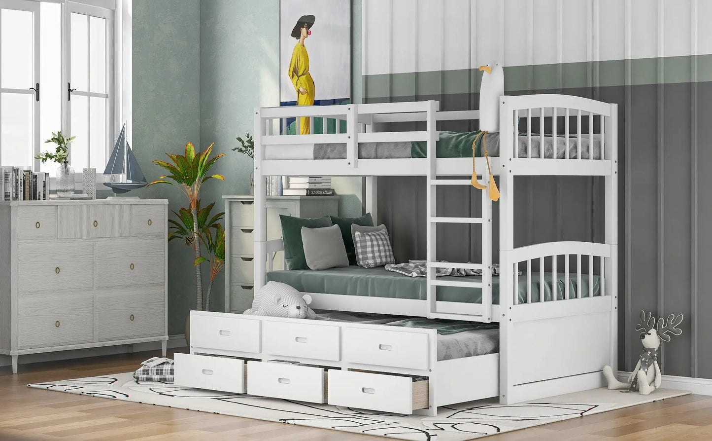 Twin over twin bunk bed in white with trundle and drawers by V.I.P Digital Presence on Tampa Home & Garden Store