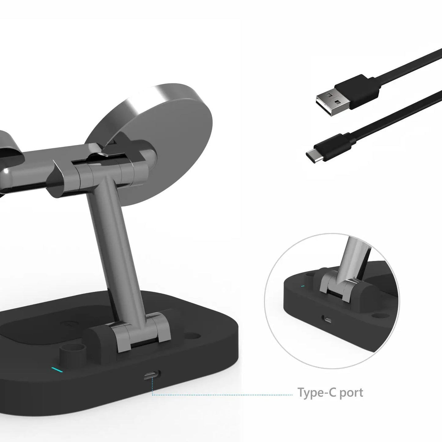 Cargador inalámbrico vertical magnético Magsafe plegable tres en uno para teléfono móvil, reloj, auriculares y lápiz de primera generación cuatro en uno
