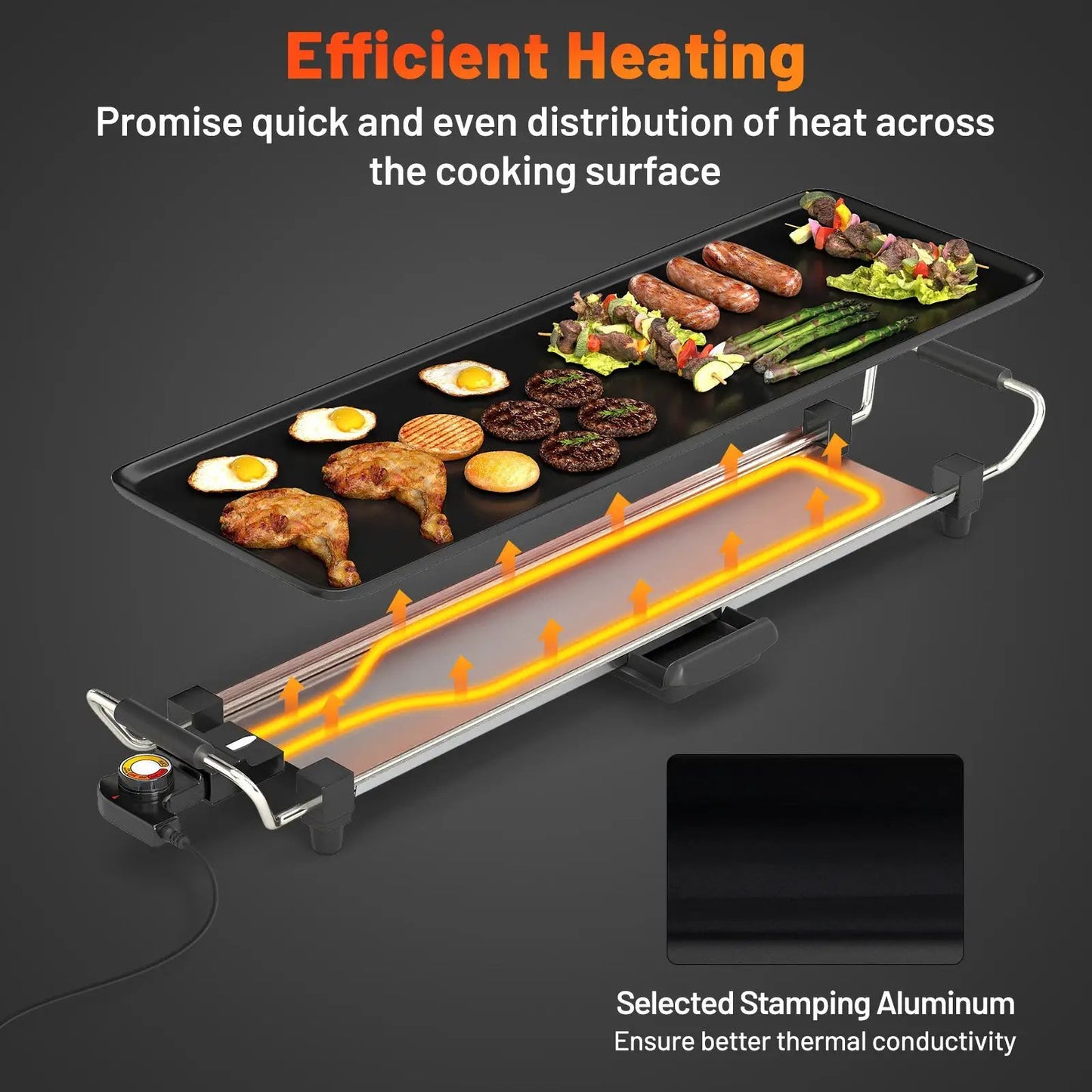 27 Inch Large Electric Griddle Nonstick BBQ Grill with Adjustable Temperature-S - Tampa Home & Garden Store