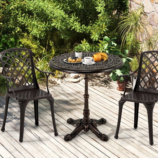 27Inch Round Cast Aluminum Patio Bistro Table with Hollow Top-Copper - Tampa Home & Garden Store