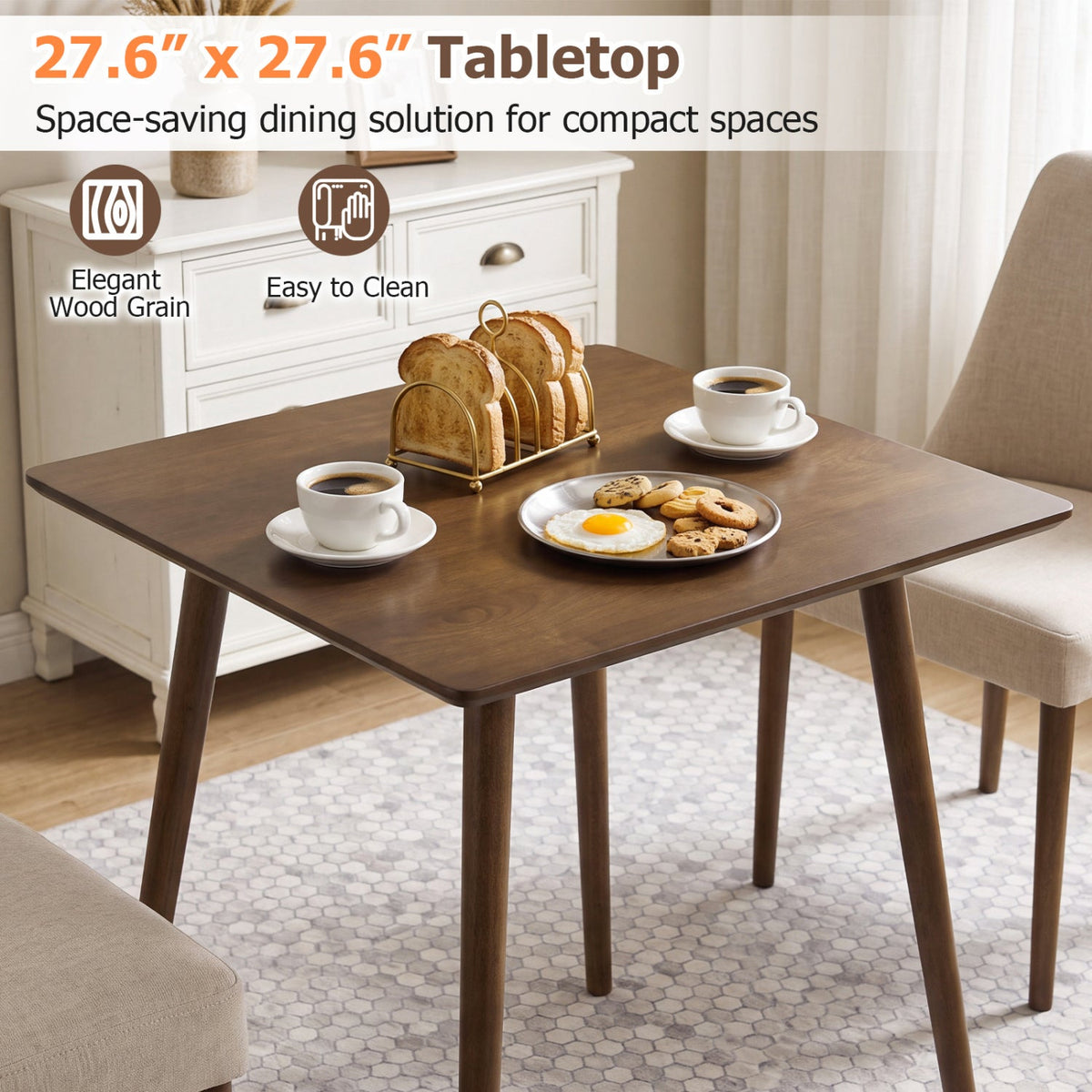 27.5 inch square dining table for 2-4 people in walnut by DirectDeals on Tampa Home & Garden Store