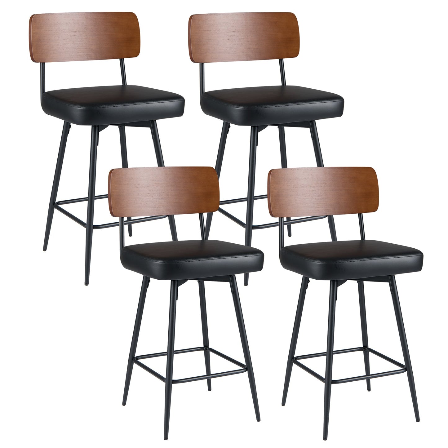 27 Inch Padded Counter Barstools Set of 4 with Metal Legs - Tampa Home & Garden Store