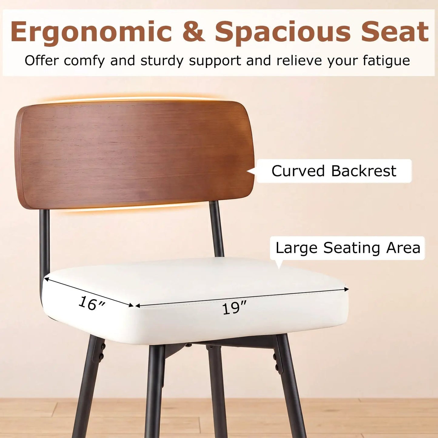 27 Inch Padded Counter Barstools set of 2, curved back, black metal legs Tampa Home & Garden on Tampa Home & Garden Store