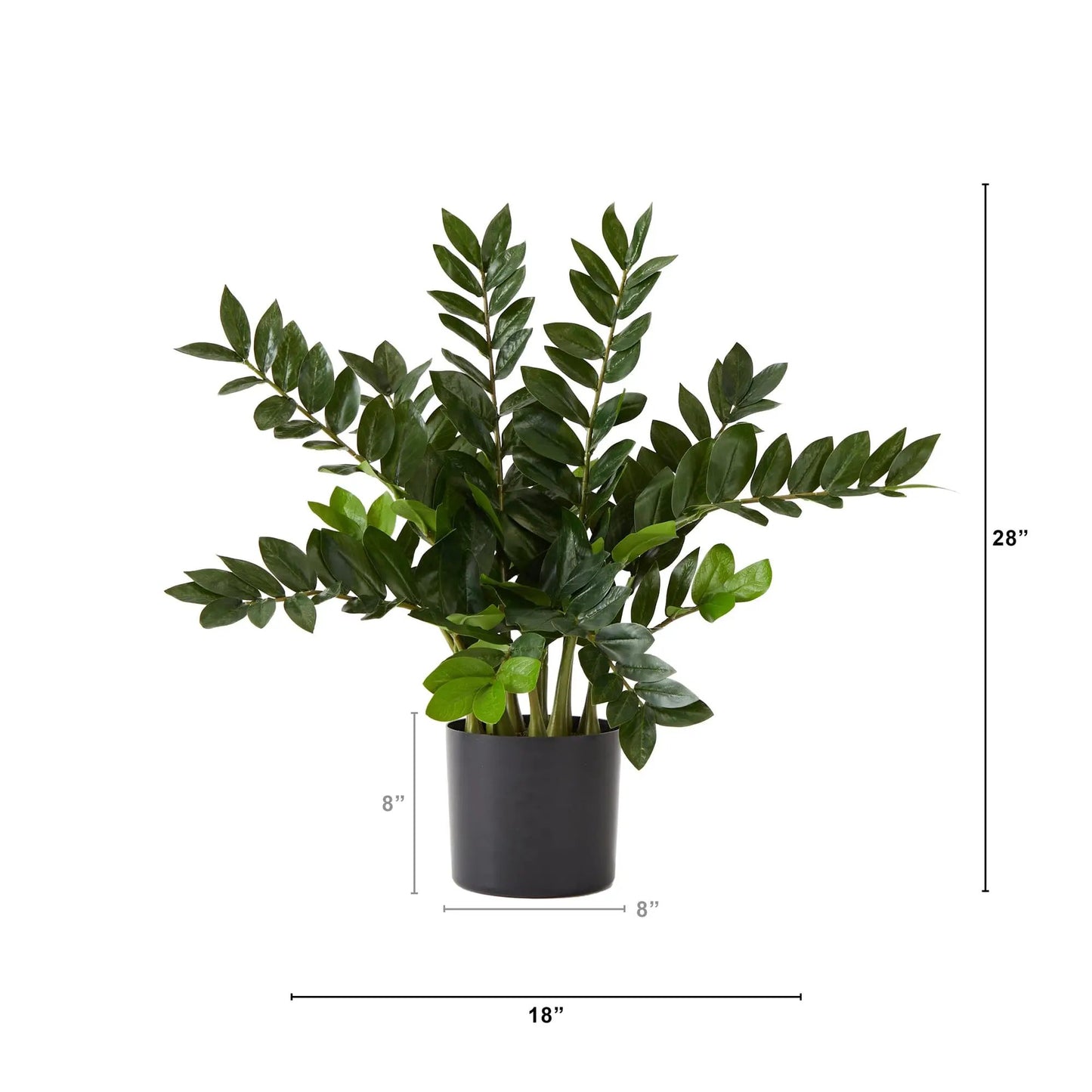 28-Inch artificial Zamioculcas plant in black planter with glossy dark-green leaves on Tampa Home & Garden Store