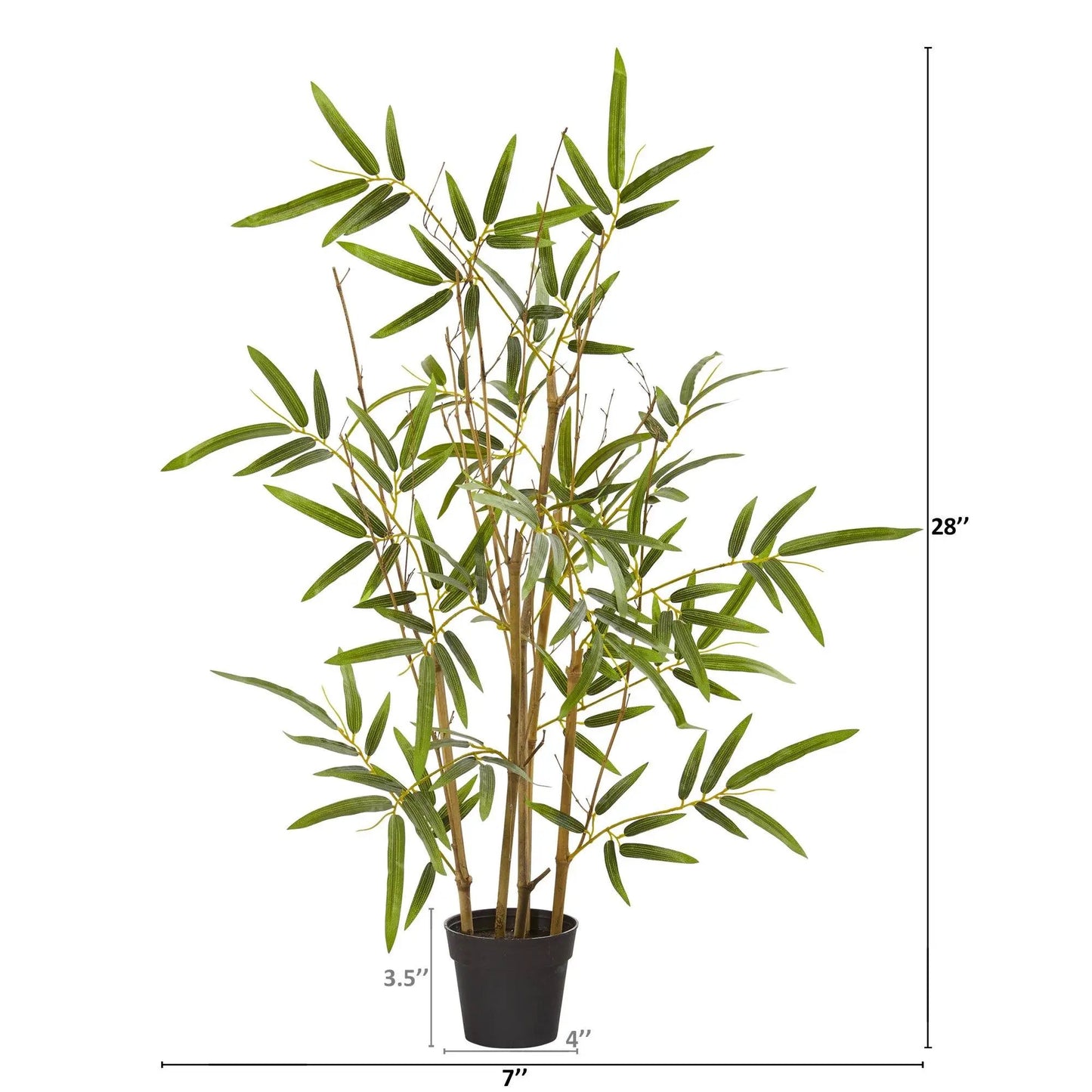 28-inch Bamboo Artificial Tree with Real Leaves Nearly Natural in black pot on Tampa Home & Garden Store