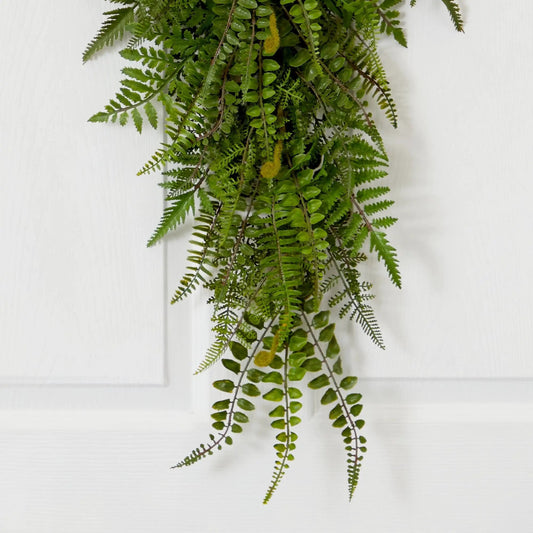 Artificial fern teardrop set of 2, 28 inches, Nearly Natural, lush green foliage on Tampa Home & Garden Store