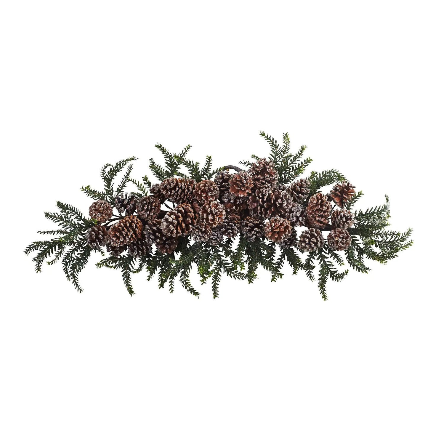 Iced Pine Cone Swag 28in Nearly Natural with frosted pinecones and evergreen sprigs on Tampa Home & Garden Store