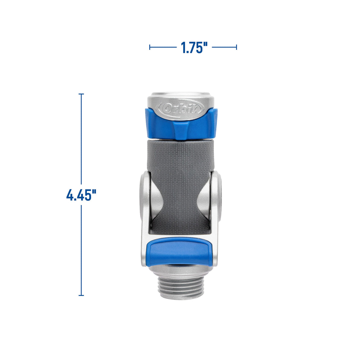 Orbit Elevated Shut-Off Coupling hose end in blue plastic and gray metal, Orbit Irrigation on Tampa Home & Garden Store