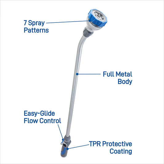 Orbit 33-Inch Thumb-Control Turret Wand with 7 spray patterns blue head water wand on Tampa Home & Garden Store