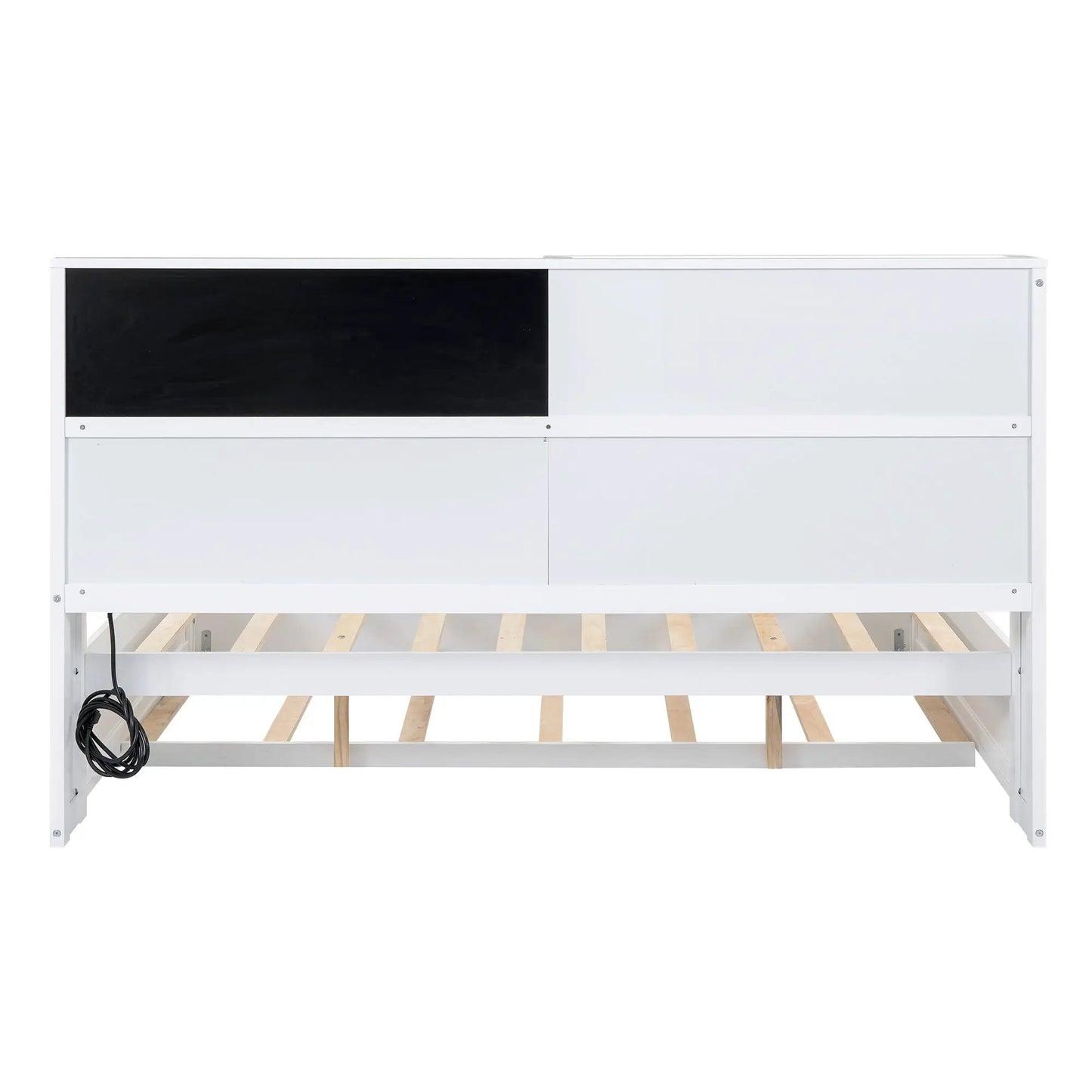 Full size daybed frame with white finish and black accent panel, exposed slat base on Tampa Home & Garden Store