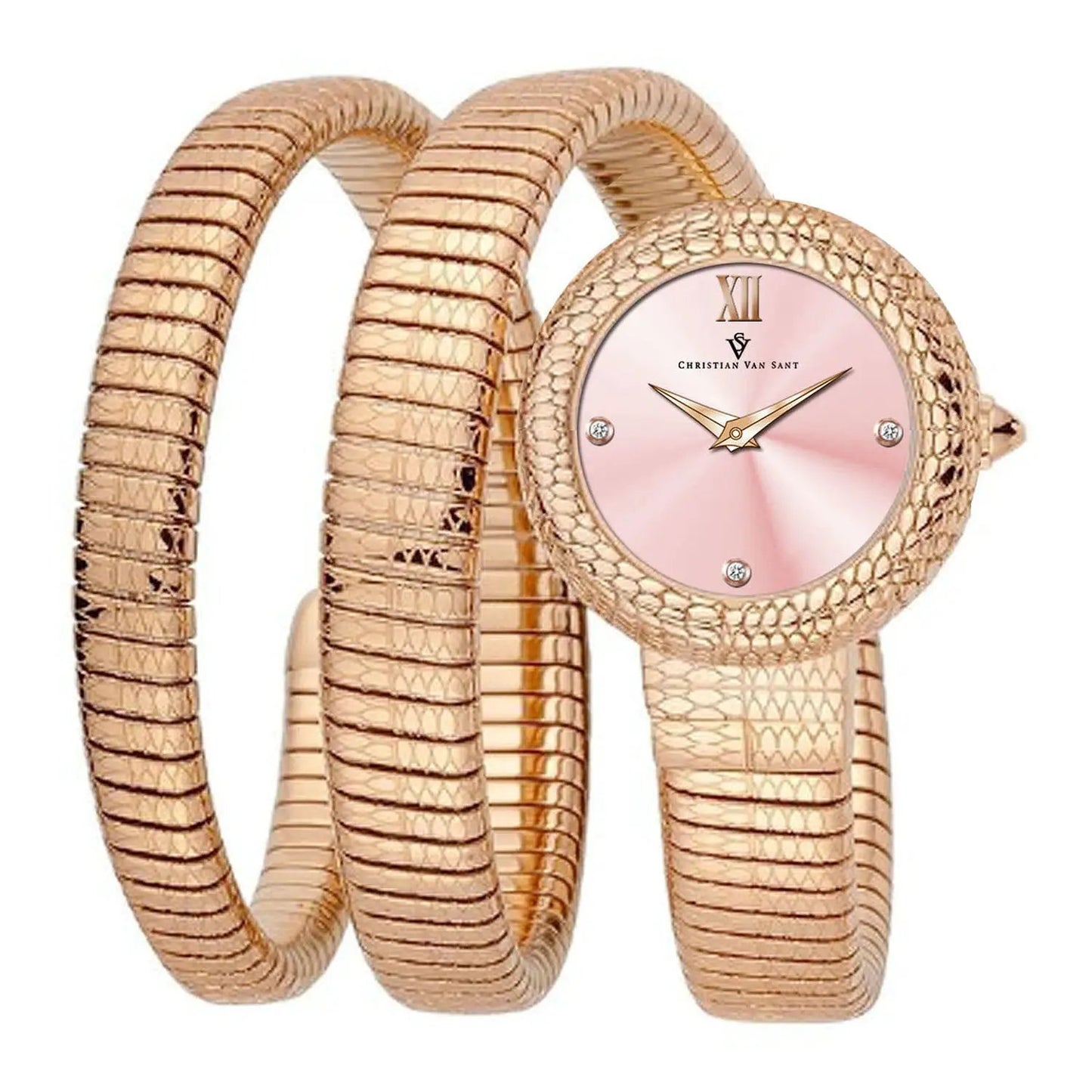 Christian Van Sant Naga watch with rose-gold snake wrap bracelet on Tampa Home & Garden Store