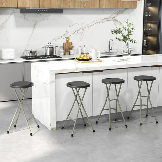 28 Inch Portable Folding Stool with gray seat and steel legs, 330 lb capacity, set of four on Tampa Home & Garden Store