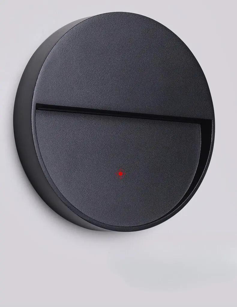 Led stair wall light circular black aluminum outdoor wall fixture with a horizontal light slot on Tampa Home & Garden Store