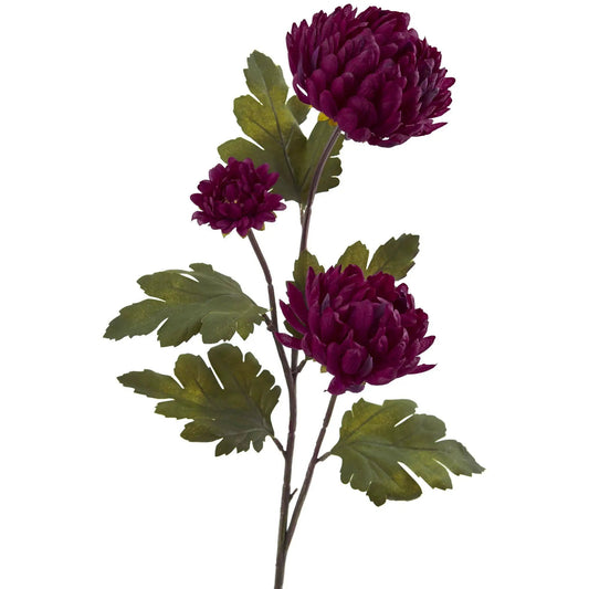 Nearly Natural 29in Chrysanthemum flowers, 12-pack burgundy blooms with green leaves on Tampa Home & Garden Store