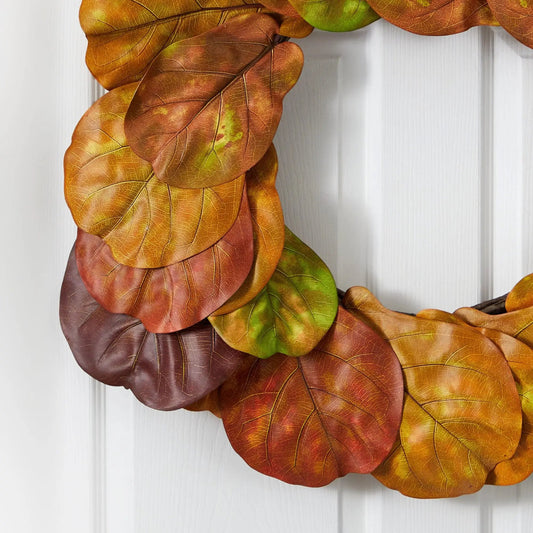 29” Fiddle Leaf Artificial Wreath - Tampa Home & Garden Store