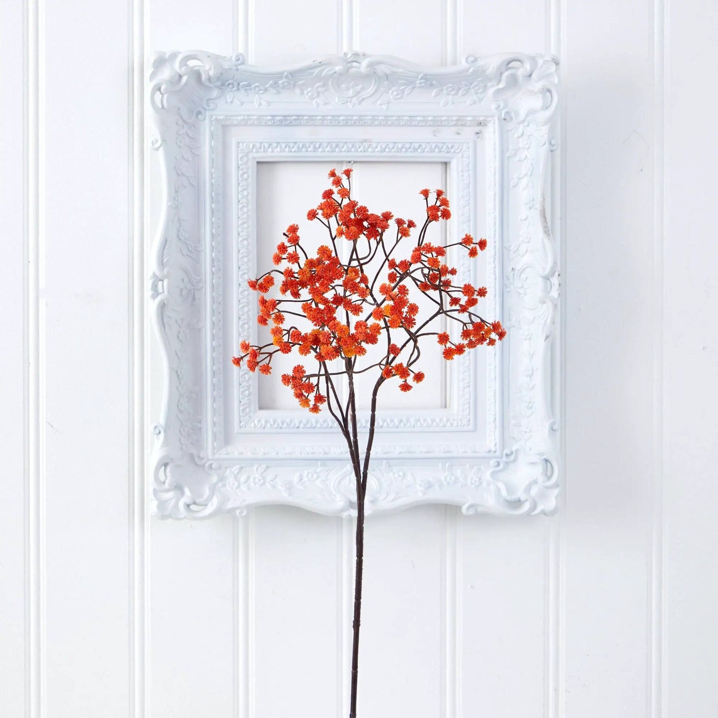 Nearly Natural 29 in Gypsophila artificial flower set of 12 orange blossoms on brown stems on Tampa Home & Garden Store
