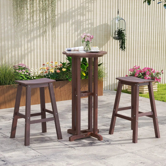 29 Inch HDPE patio bar stools set of 2 brown DirectDeals on Tampa Home & Garden Store