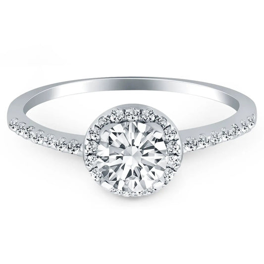 14k white gold diamond halo engagement ring by Bids.com with pave band on Tampa Home & Garden Store
