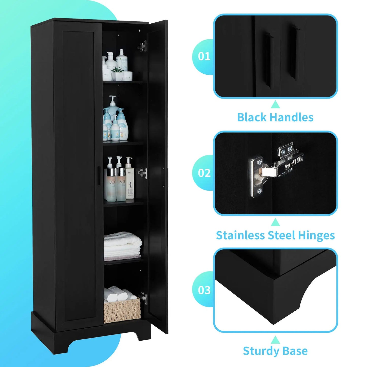 Two Door Storage Cabinet for Bathroom and Office