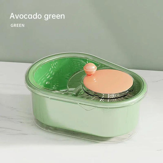 Fruit and Vegetable Washer Drain Basket in avocado green with clear lid on Tampa Home & Garden Store