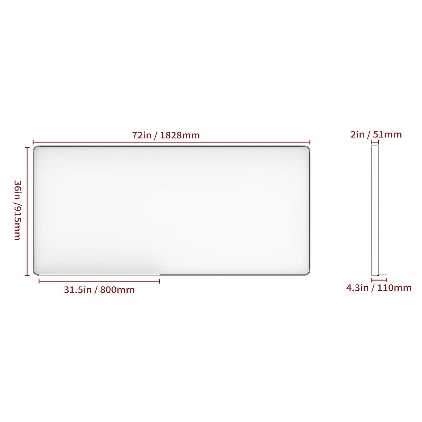 Espejo de baño grande con bandeja móvil, espejo de pared con marco de aluminio suspendido vertical y horizontalmente