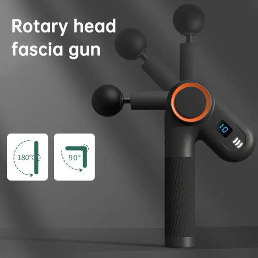 SL900 Facial Massage Gun with Rotating Head, black body, orange ring, digital display, 3 heads on Tampa Home & Garden Store