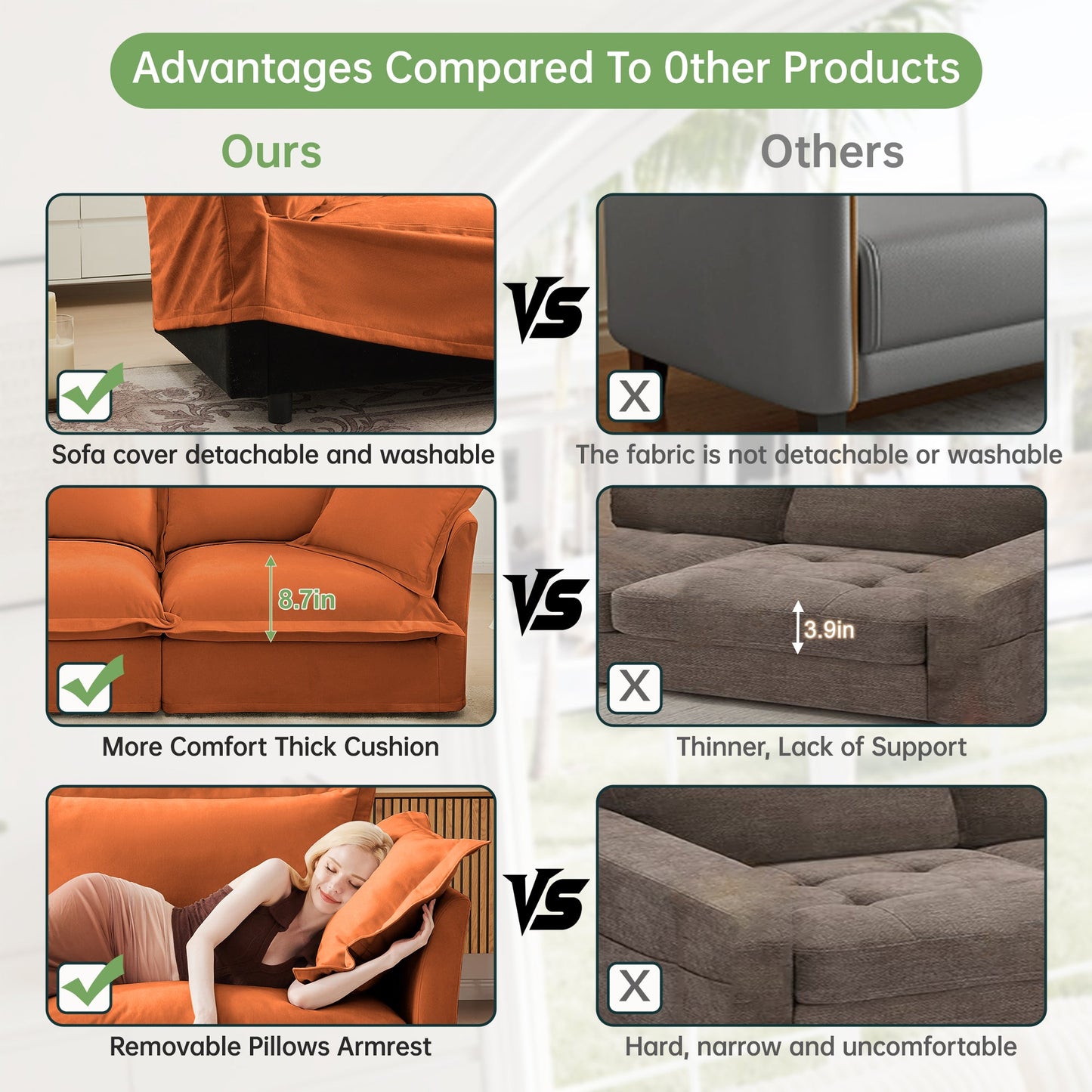 Slip-covered orange armchair with cushions by HouseOfZazla in a side-by-side comparison on Tampa Home & Garden Store