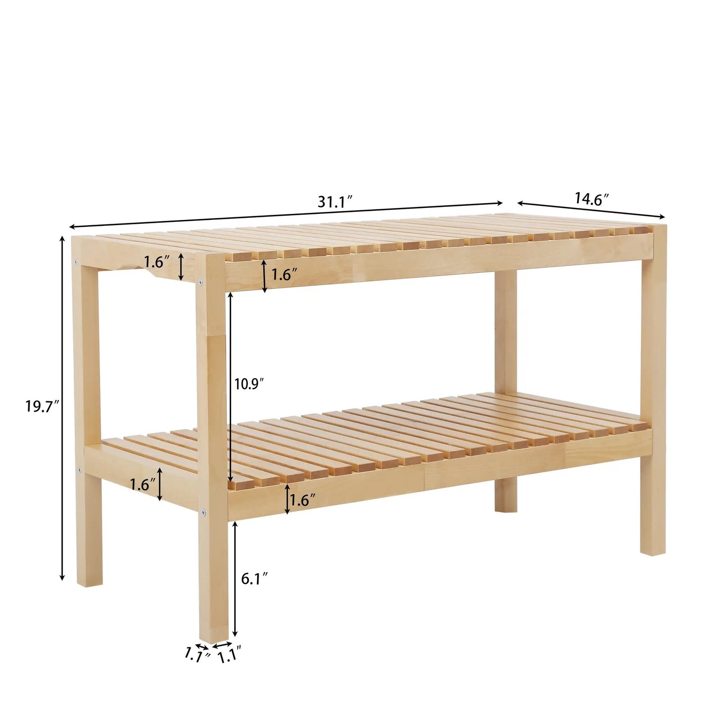 Banco zapatero - Abedul, banco zapatero resistente de 3 niveles con capacidad de hasta 136 kg para entrada, dormitorio, sala de estar, balcón, natural