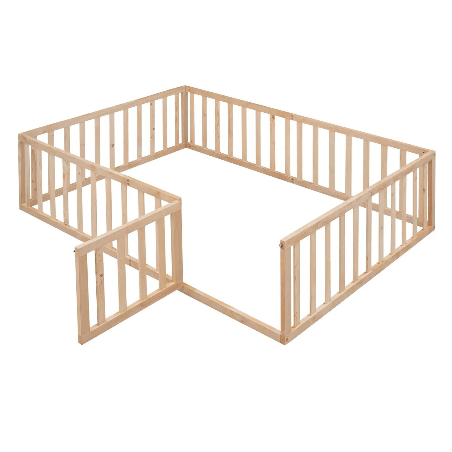 Full Size Wood Daybed Frame with Fence Natural