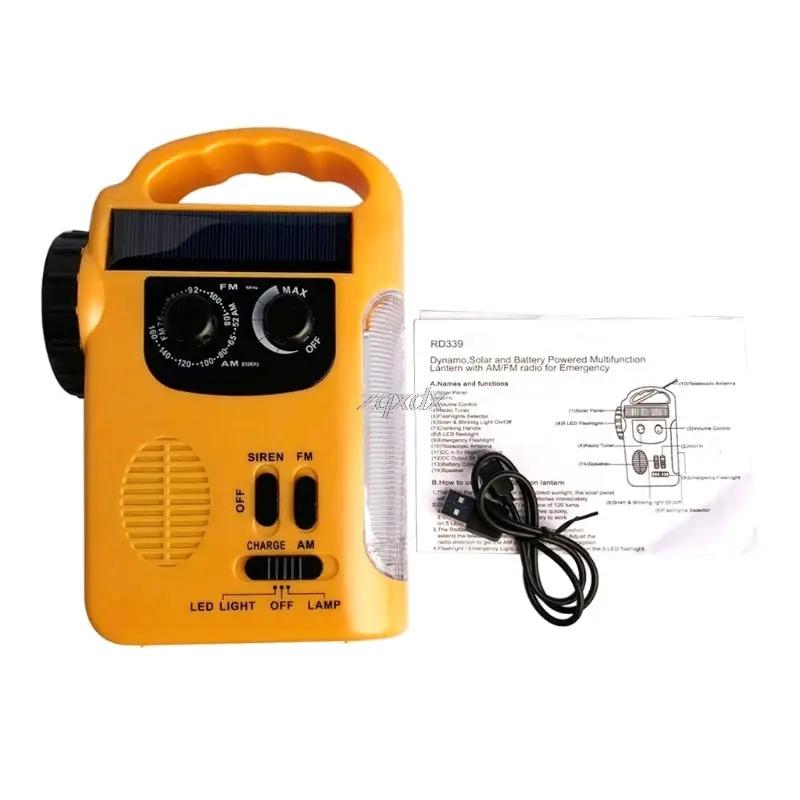 Radios AM/FM à manivelle et dynamo solaire d'urgence pour l'extérieur avec banque d'alimentation et lampe LED