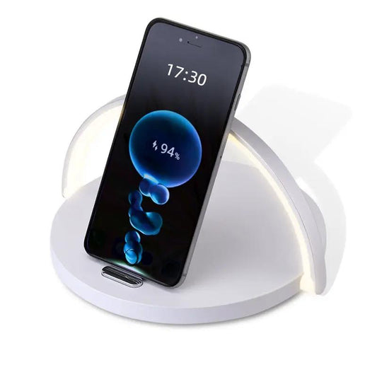 Rainbow Light Wireless Charger Night Light Stand white base with LED arc light on Tampa Home & Garden Store