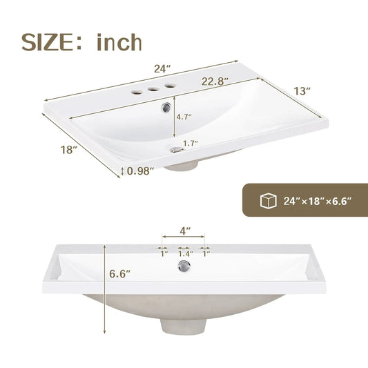 24 Inch Vanity With Sink, white with gold frame, single sink vanity by VIP Digital Presence on Tampa Home & Garden Store