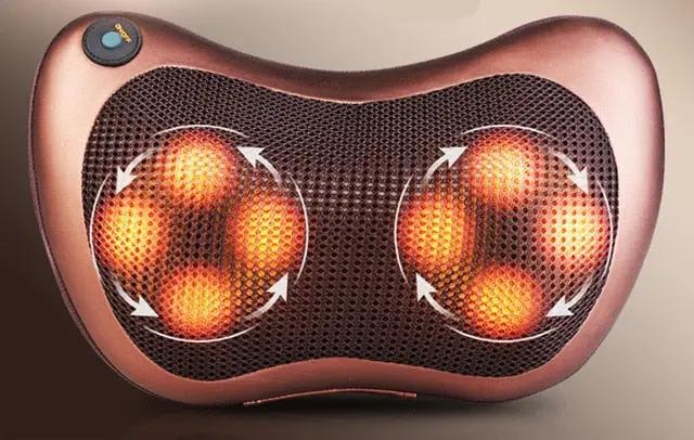Electric neck massage pillow with infrared heat and dual rotating massage heads on Tampa Home & Garden Store
