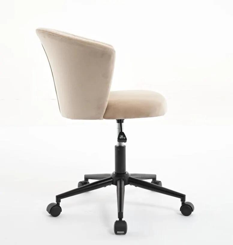 Beige velvet swivel home office chair with curved back, black five-star base and caster wheels on Tampa Home & Garden Store