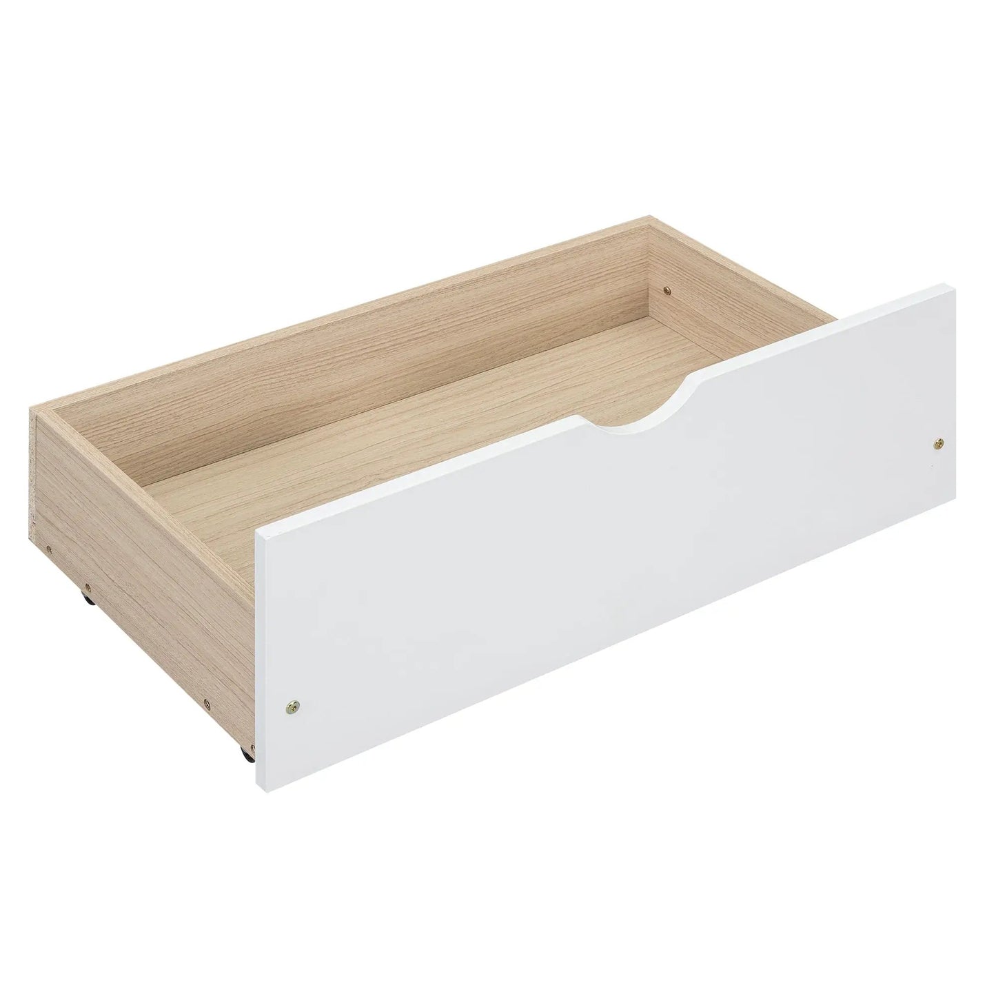 Queen platform bed with storage headboard in white exterior and light oak interior on Tampa Home & Garden Store