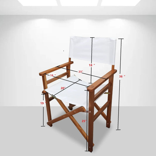 Wood folding director chair with white canvas seat, natural finish, 2-pack on Tampa Home & Garden Store