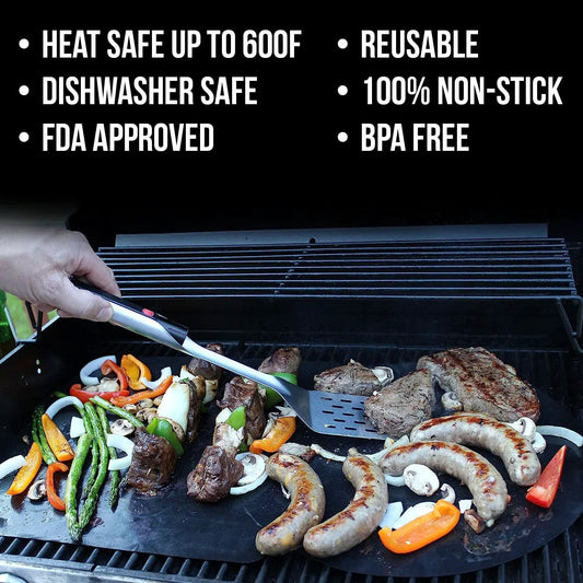 Grillight 2-pack grill mats on grill, black non-stick, heat-safe up to 600F for grilling on Tampa Home & Garden Store