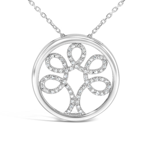 Sterling silver tree of life pendant necklace with diamond accents, 1/10 cttw, I-J color I3 clarity by Bids.com on Tampa Home & Garden Store
