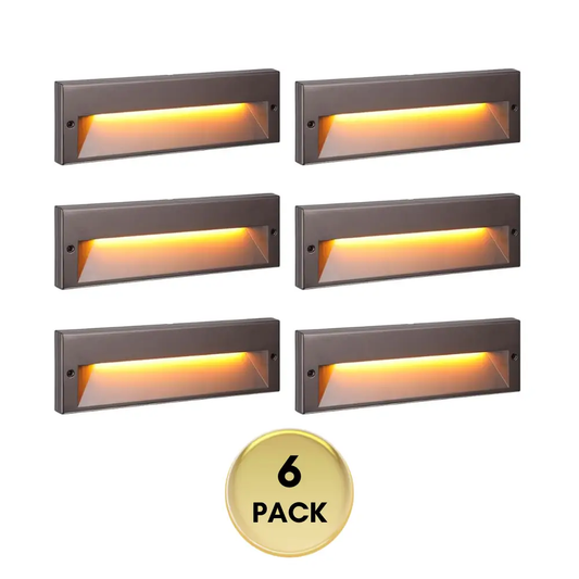 STLA10 6-Pack 6W Low Voltage 10.6" LED Outdoor Step Lights, 12V-24V 5CCT 1800K/2700K/3000K/4000K/.Integrated LED Aluminum Deck Lights Landscape Lights - Tampa Home & Garden Store