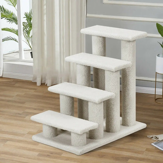 24 Inch Four Step Pet Stairs Carpeted Cat Ladder DirectDeals, white carpeted posts on Tampa Home & Garden Store