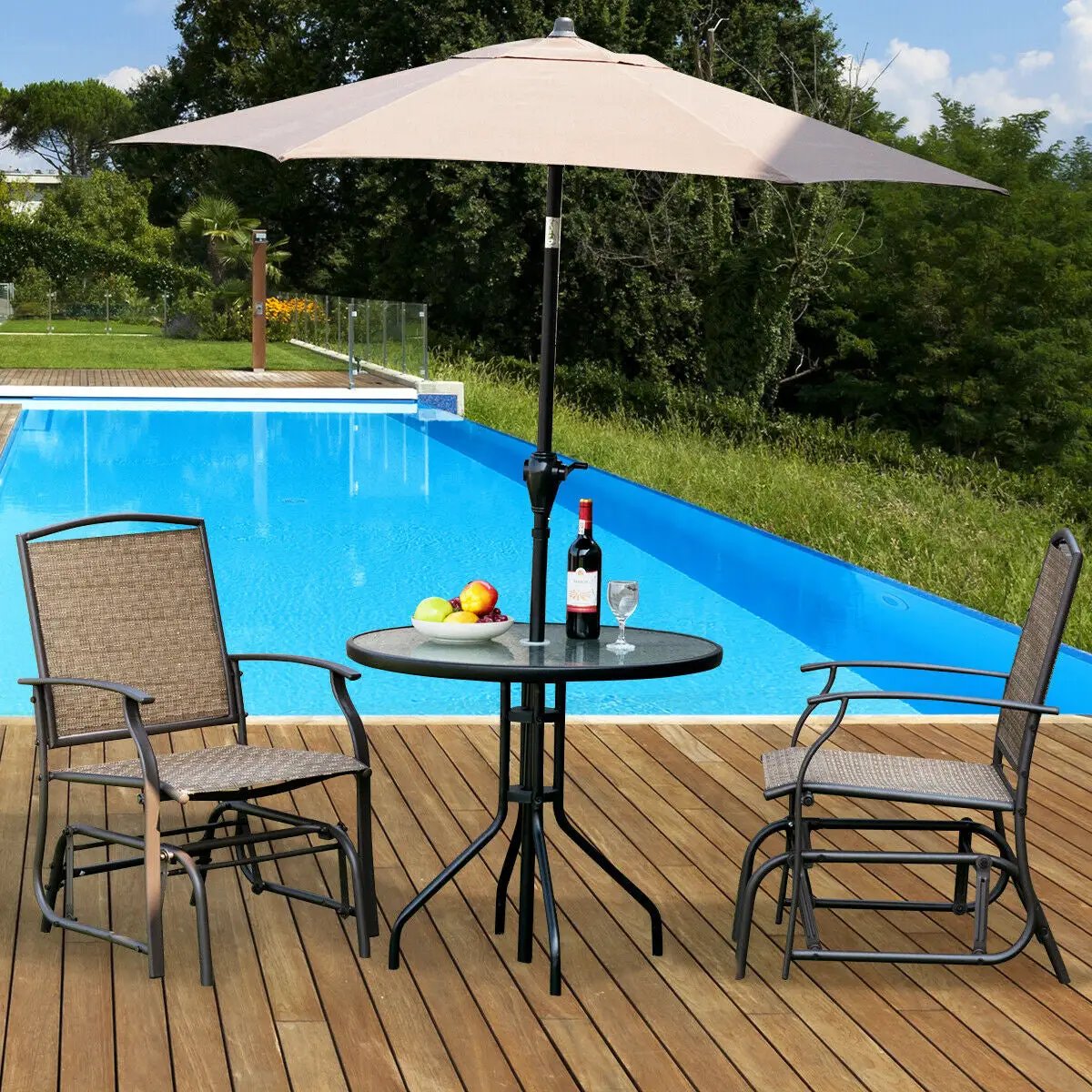 Steel Frame Garden Swing Single Glider Chair Rocking Seating - Tampa Home & Garden Store