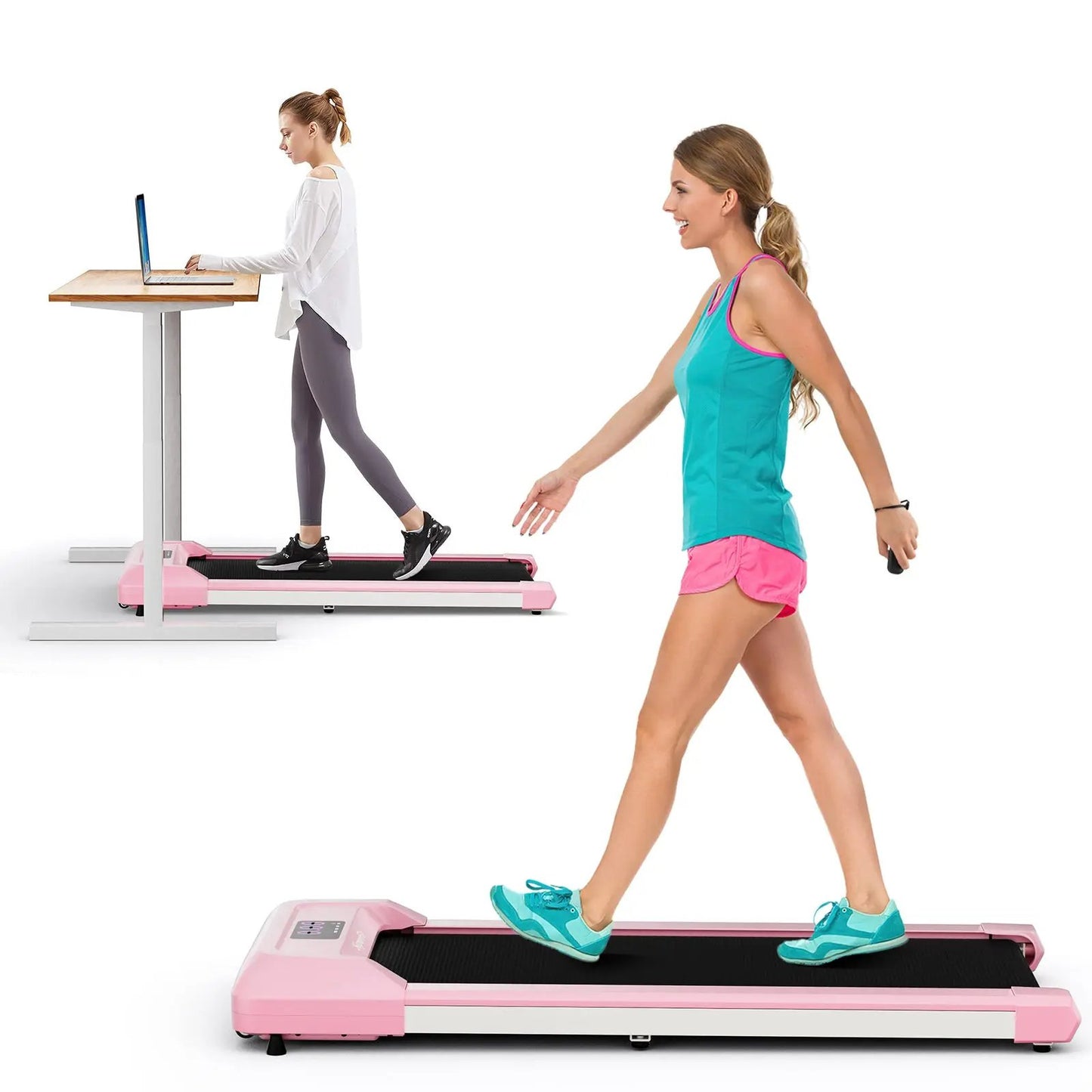 2.25 HP Walking Pad with LED Display and Remote in pink by DirectDeals for home workouts on Tampa Home & Garden Store