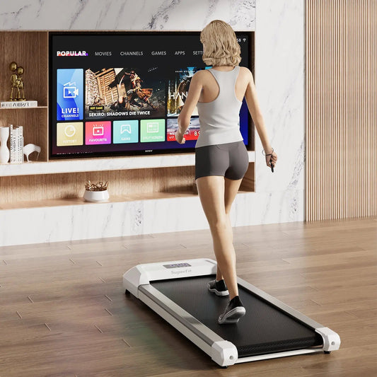 SuperFit 2.25 HP walking pad treadmill with LED display and remote on Tampa Home & Garden Store