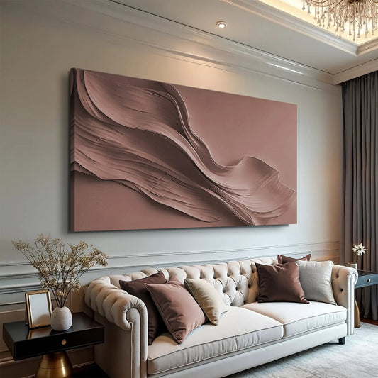 Warm Terracotta Minimalist Wall Art Canvas by Tailored Canvases, abstract flowing lines on Tampa Home & Garden Store