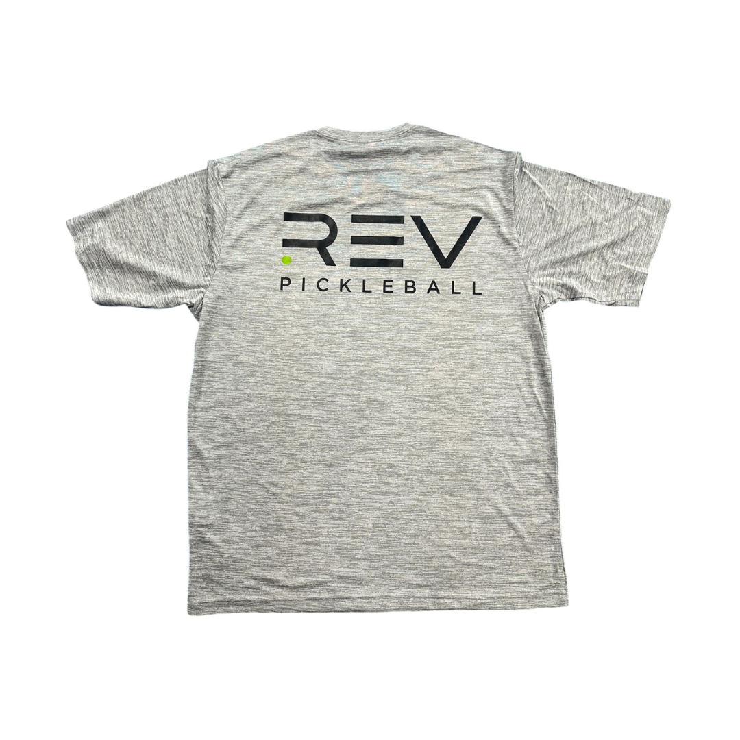 Camiseta eléctrica jaspeada Sport-Tek® PosiCharge® con el logotipo de Pickleball de Rev