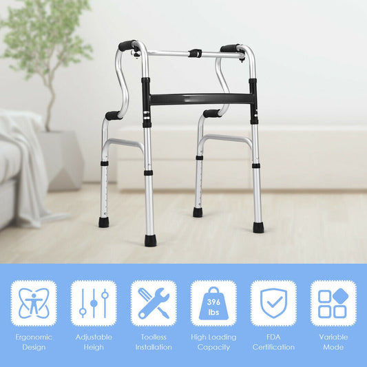 One-Button Folding Aluminum Walking Frame Walker - Tampa Home & Garden Store