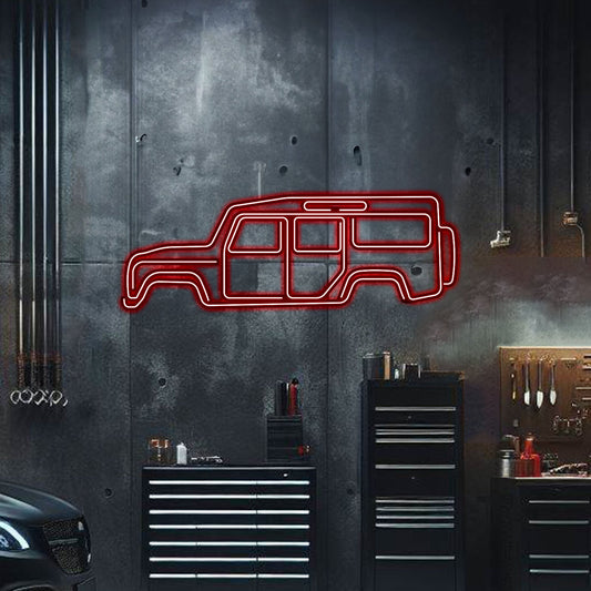 Décoration murale voiture néon métal Defender 110 - MTN0032