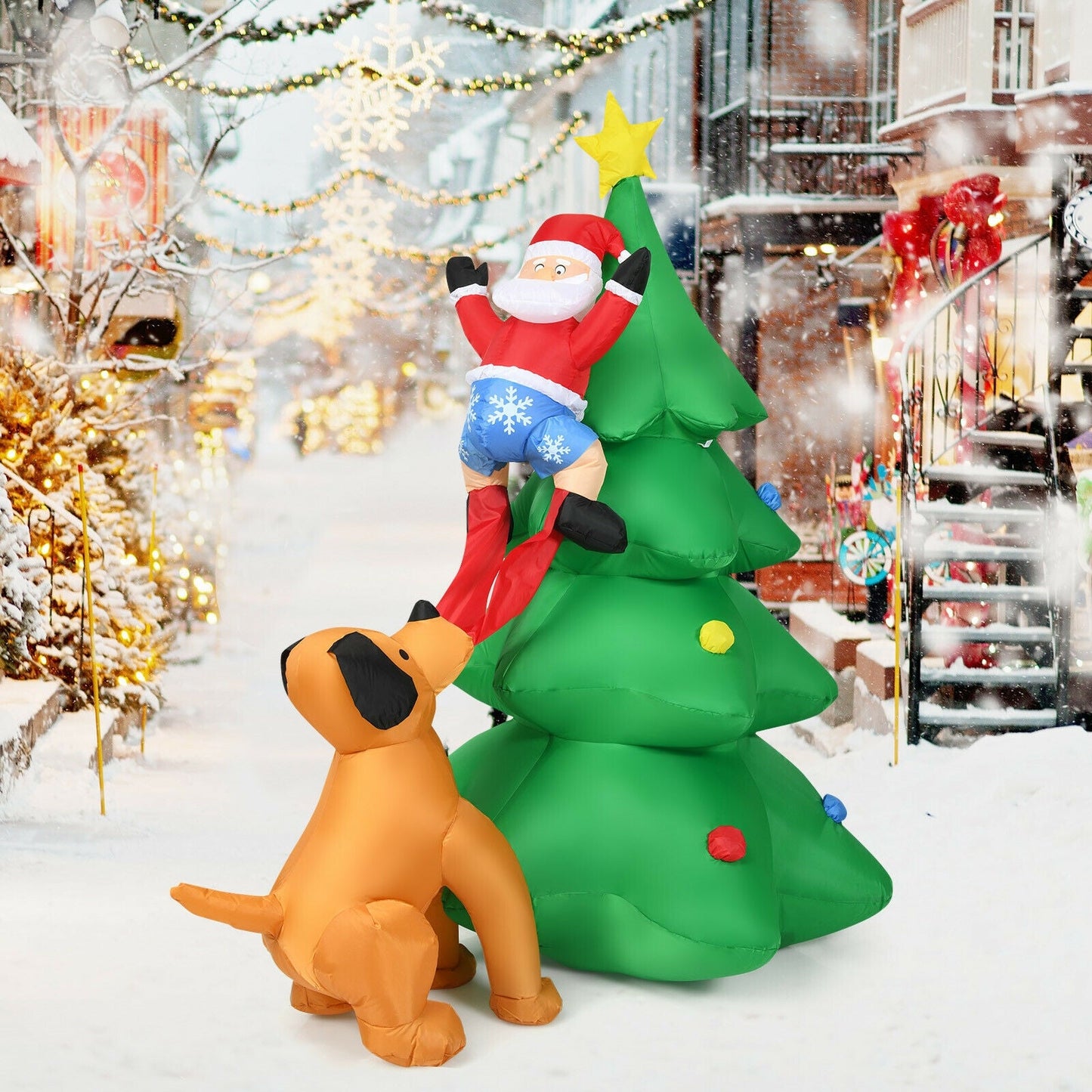 6.5 Feet outdoor inflatable Christmas tree Santa decor with LED lights DirectDeals on Tampa Home & Garden Store