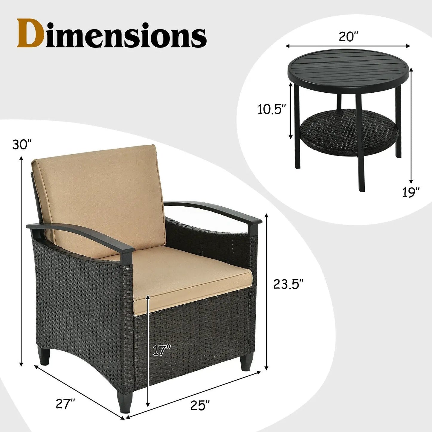 DirectDeals 3-Piece Patio Rattan Outdoor Set with beige Cushions and storage table on Tampa Home & Garden Store