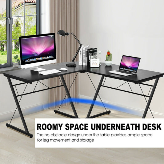 59 Inches L-Shaped Corner Desk Computer Table for Home Office Study Workstation-Black - Tampa Home & Garden Store